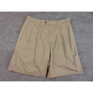 Nordstrom Shorts Mens 34x9 Brown Khaki Pleated Flat Front Casual Summer Vacation